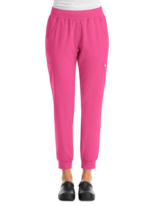 Women's Six-Pocket Micro Knit Fabric Jogger Pant - 5092 - Hot Pink
