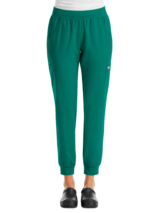 Women's Six-Pocket Micro Knit Fabric Jogger Pant - 5092 - Hunter Green