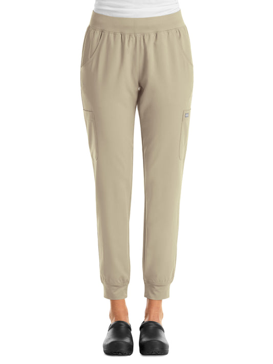 Women's Six-Pocket Micro Knit Fabric Jogger Pant - 5092 - Khaki