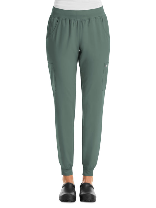 Women's Six-Pocket Micro Knit Fabric Jogger Pant - 5092 - Moss