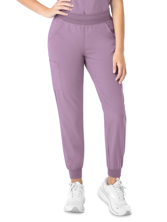 Women's Six-Pocket Micro Knit Fabric Jogger Pant - 5092 - Mulberry