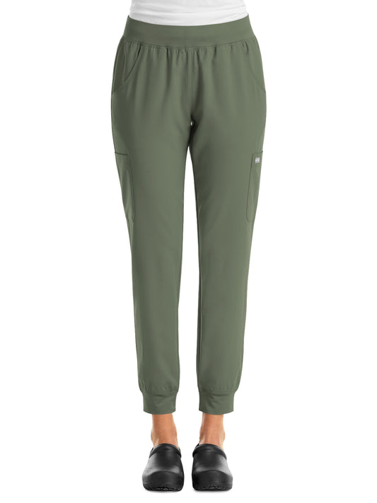 Women's Six-Pocket Micro Knit Fabric Jogger Pant - 5092 - Olive