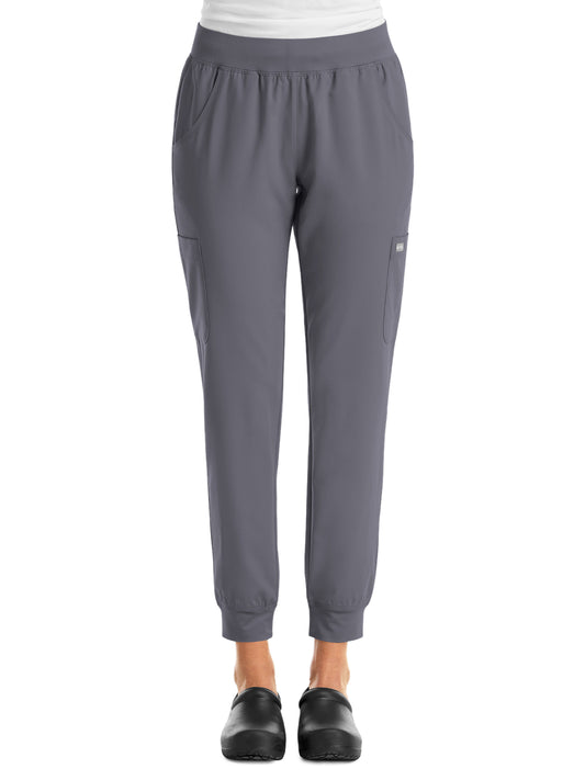 Women's Six-Pocket Micro Knit Fabric Jogger Pant - 5092 - Pewter