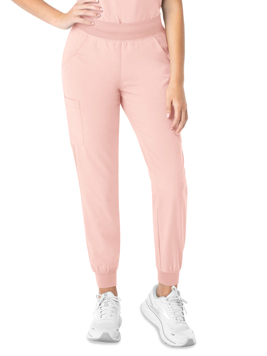 Women's Six-Pocket Micro Knit Fabric Jogger Pant - 5092 - Pink Grapefruit