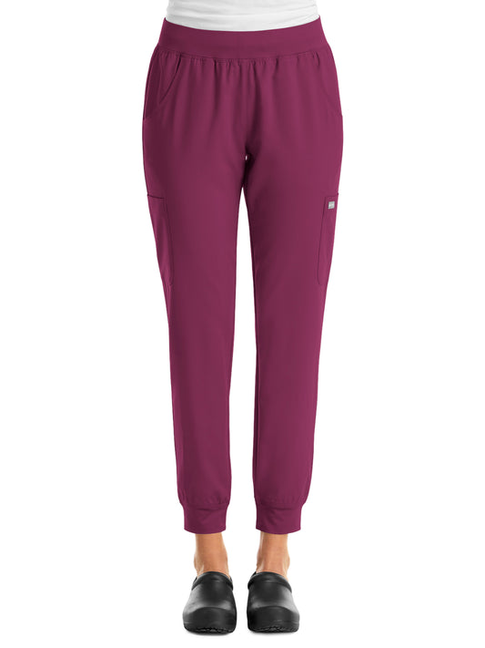Women's Six-Pocket Micro Knit Fabric Jogger Pant - 5092 - Wine