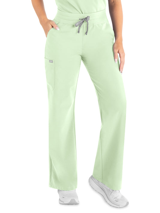 Women’s Five-Pocket High Waist Full Elastic Wide Leg Pant - 5094 - Honeydew