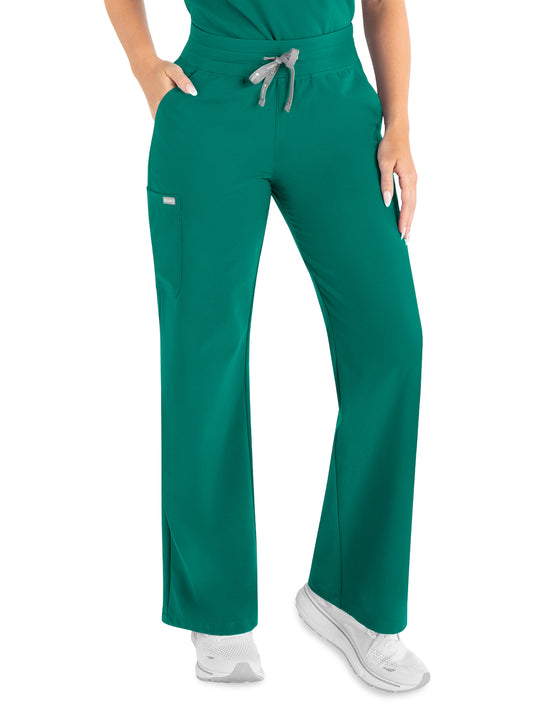 Women’s Five-Pocket High Waist Full Elastic Wide Leg Pant - 5094 - Hunter