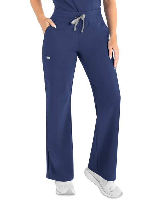 Women’s Five-Pocket High Waist Full Elastic Wide Leg Pant - 5094 - Navy