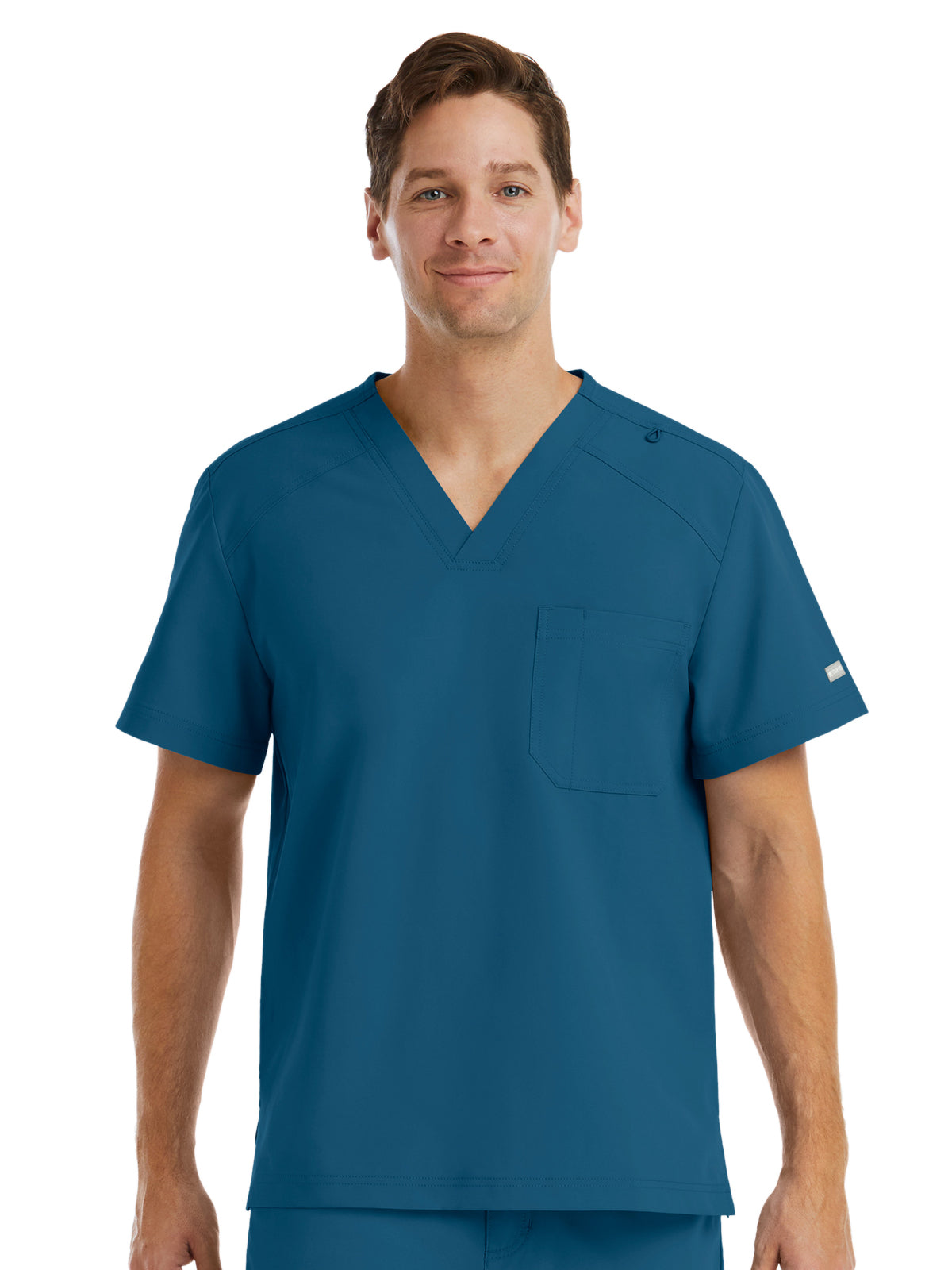 Men's One-Pocket V-Neck Top - 5801 - Caribbean Blue