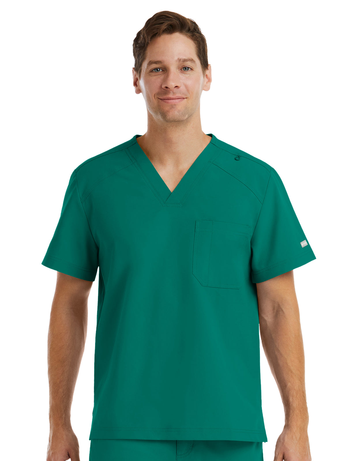 Men's One-Pocket V-Neck Top - 5801 - Hunter Green