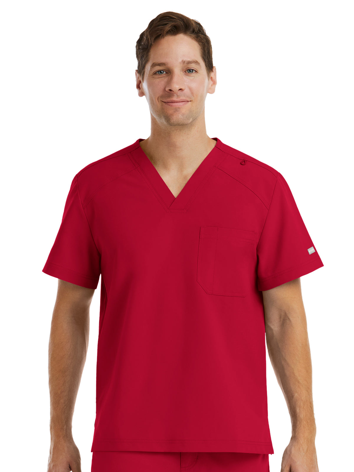 Men's One-Pocket V-Neck Top - 5801 - Red