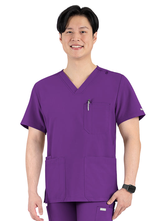 Men's Four-Pocket V-Neck Top - 5802 - Eggplant
