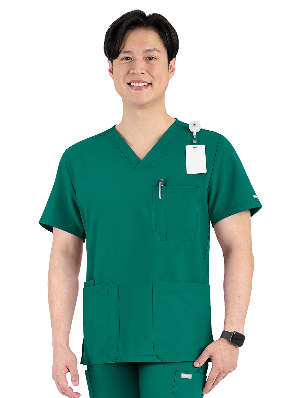 Men's Four-Pocket V-Neck Top - 5802 - Hunter Green