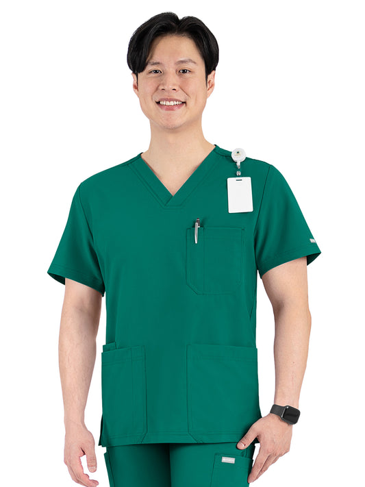 Men's Four-Pocket V-Neck Top - 5802 - Hunter Green