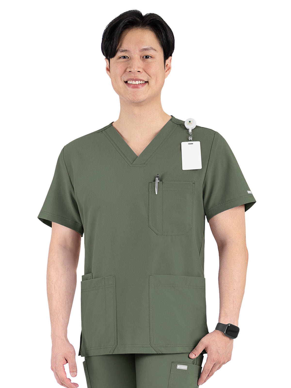 Men's Four-Pocket V-Neck Top - 5802 - Olive