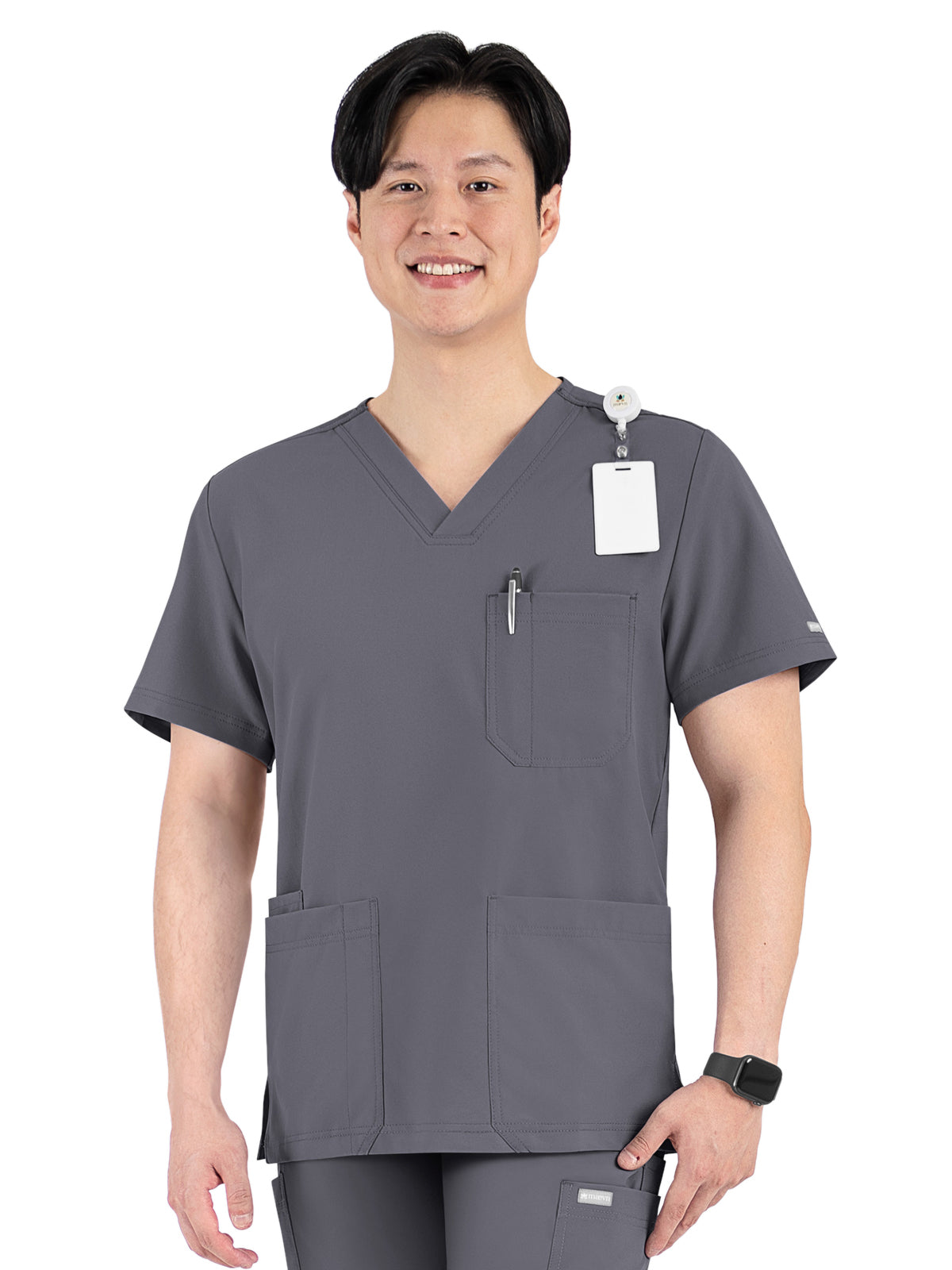 Men's Four-Pocket V-Neck Top - 5802 - Pewter