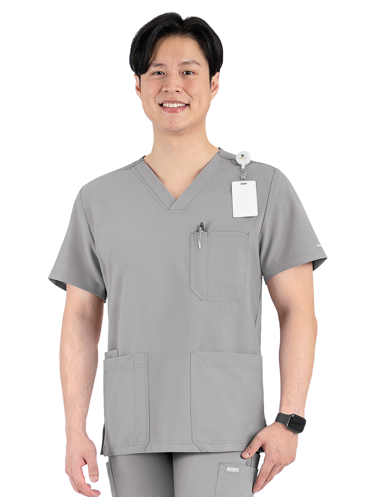 Men's Four-Pocket V-Neck Top - 5802 - Quiet Grey