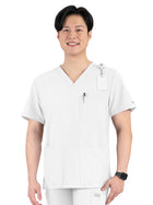 Men's Four-Pocket V-Neck Top - 5802 - White