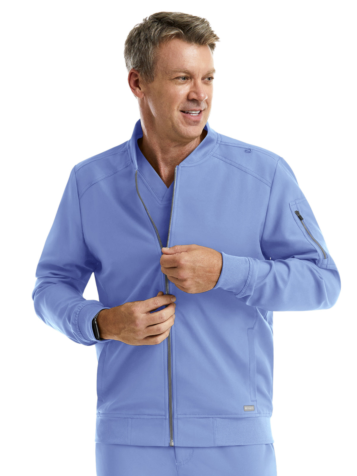 Men's Front Zipper Tape Jacket - 5861 - Ceil Blue