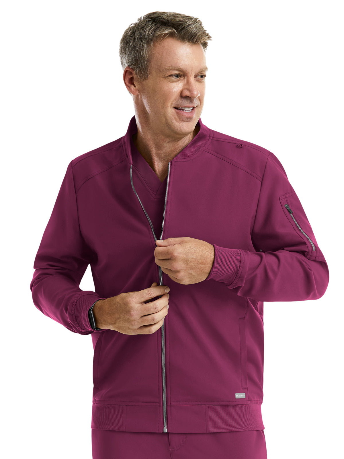 Men's Front Zipper Tape Jacket - 5861 - Wine