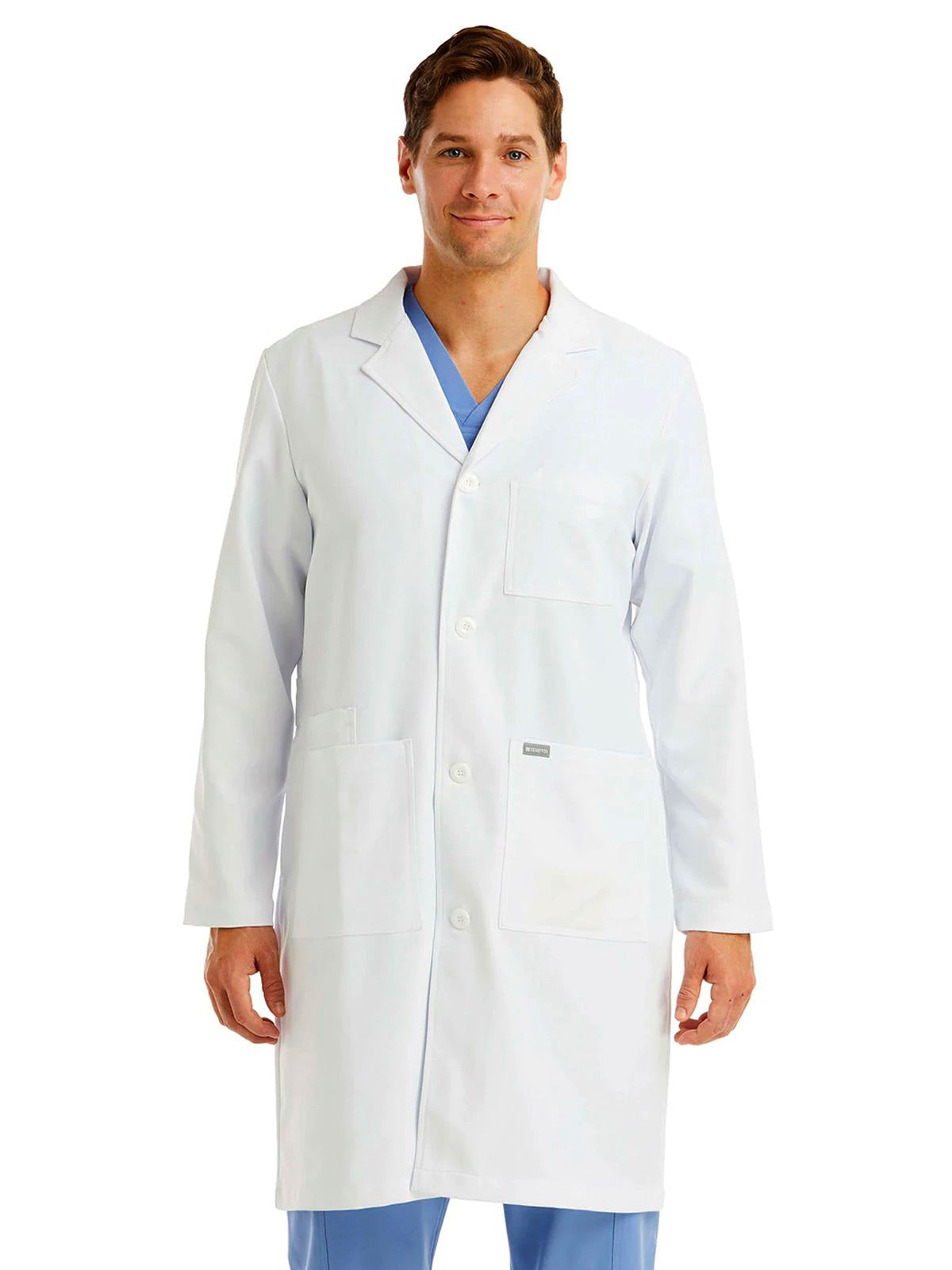 Men's Five-Pocket 40" Full-Length Lab Coat - 5871 - White