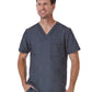 Men's One-Pocket Tuckable Contrast Piping V-Neck  Top - 5901 - Heather Grey