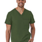 Men's One-Pocket Tuckable Contrast Piping V-Neck  Top - 5901 - Olive