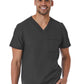 Men's One-Pocket Tuckable Contrast Piping V-Neck  Top - 5901 - Pewter
