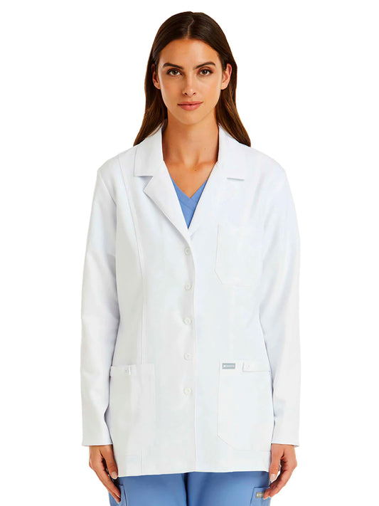 Women's Three-Pocket 28.5" Consultation Snap Front Lab Coat - 5973 - White