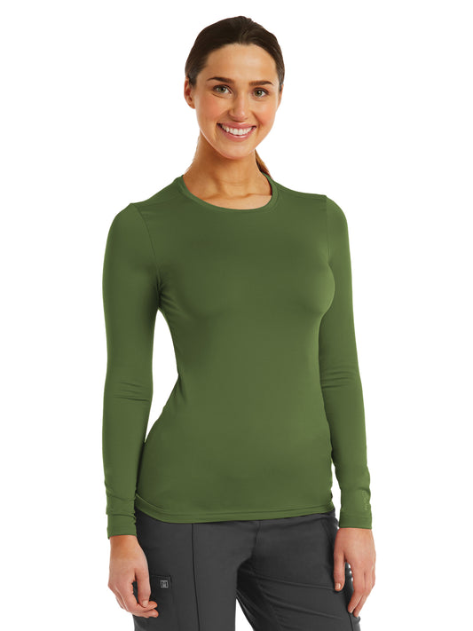 Women's Basic Long Sleeve Underscrub Tee - 6909 - Olive