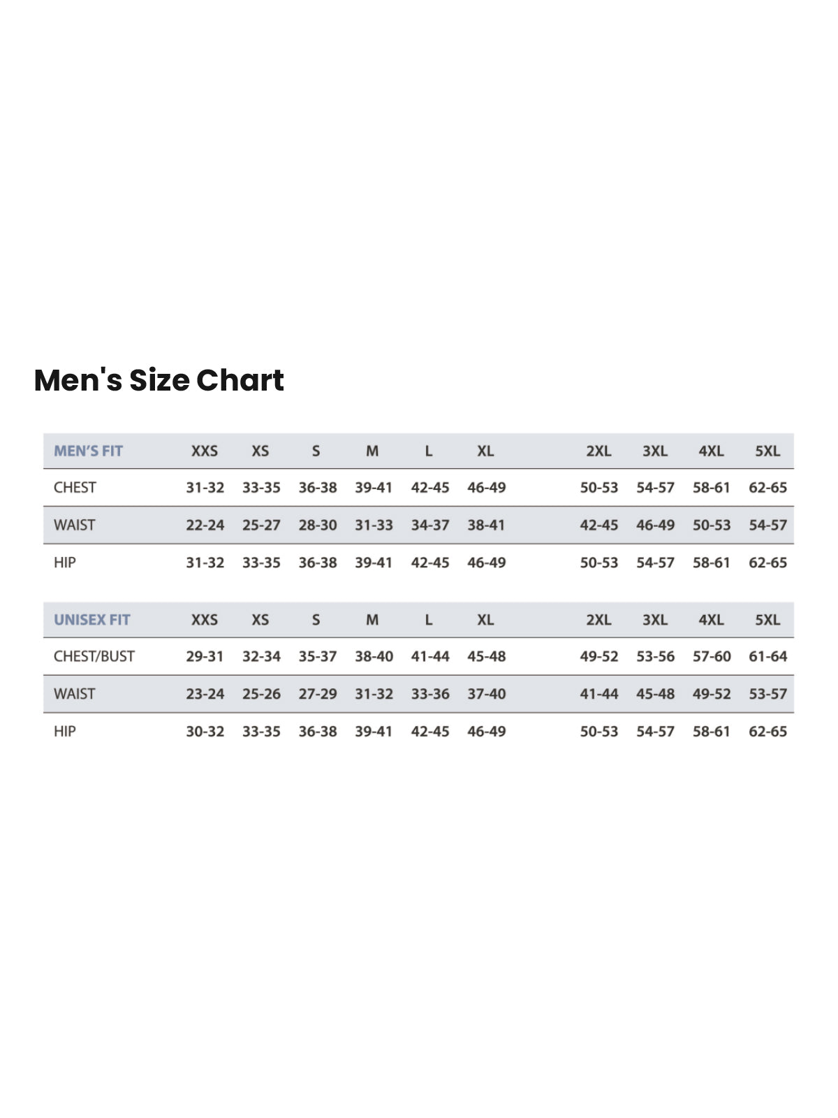 SIZECHART