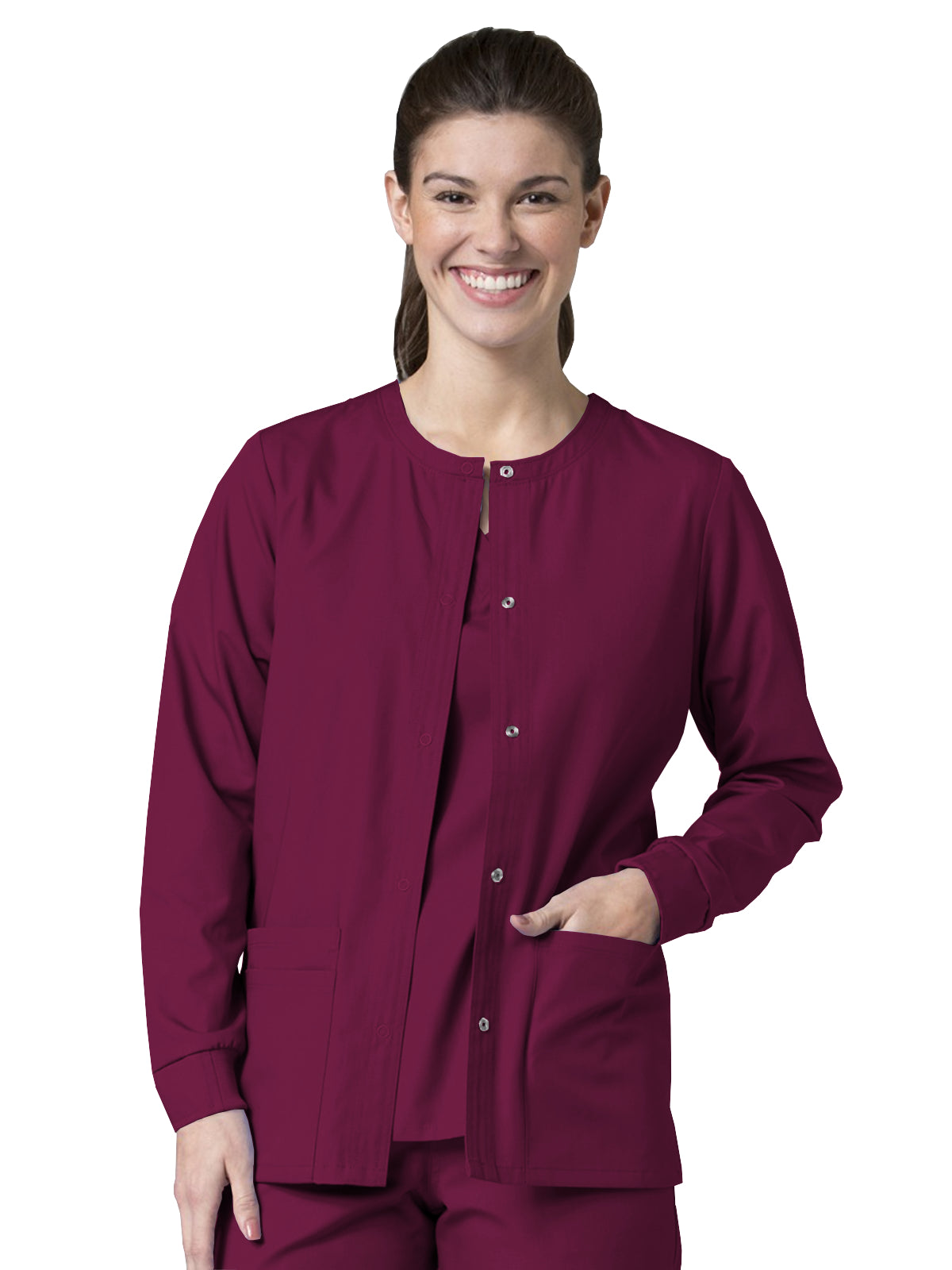 Women's Four-Pocket Warm-Up Jacket - 8706 - Wine