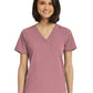 Women's Fitted One-Pocket V-Neck Top - SJ101 - Dusty Rose