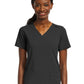 Women's Fitted Two-Pocket V-Neck Top - SJ102 - Black