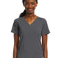 Women's Fitted Two-Pocket V-Neck Top - SJ102 - Heather Grey