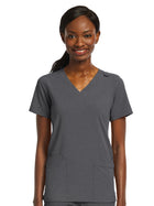 Women's Fitted Two-Pocket V-Neck Top - SJ102 - Heather Grey