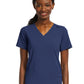 Women's Fitted Two-Pocket V-Neck Top - SJ102 - Navy