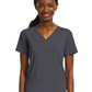 Women's Fitted Two-Pocket V-Neck Top - SJ102 - Pewter