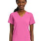 Women's Fitted Two-Pocket V-Neck Top - SJ102 - Pink Pop