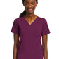Women's Fitted Two-Pocket V-Neck Top - SJ102 - Wine
