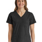 Women's Fitted Six-Pocket V-Neck Top - SJ103 - Black