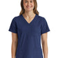 Women's Fitted Six-Pocket V-Neck Top - SJ103 - Navy