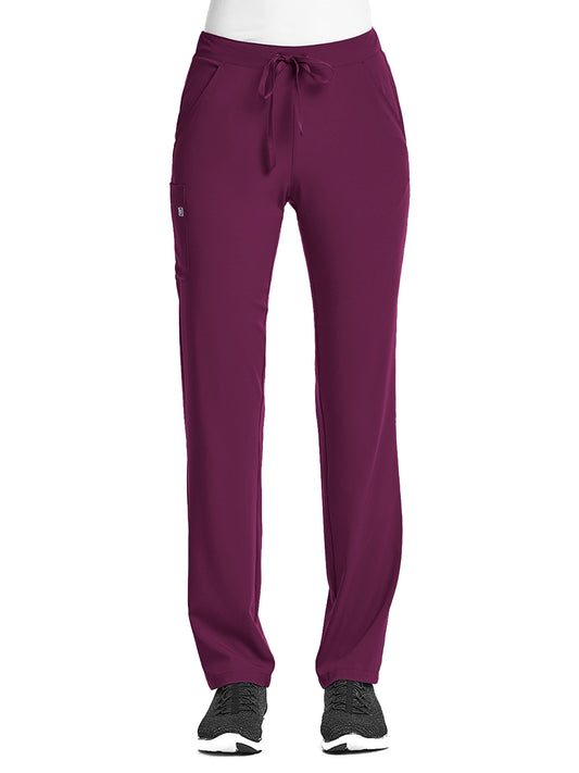 Women's Fitted Five-Pocket Tapered Leg Pant - SJ201 - Wine