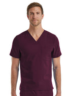 Unisex One-Pocket V-Neck Top - SJ501 - Wine