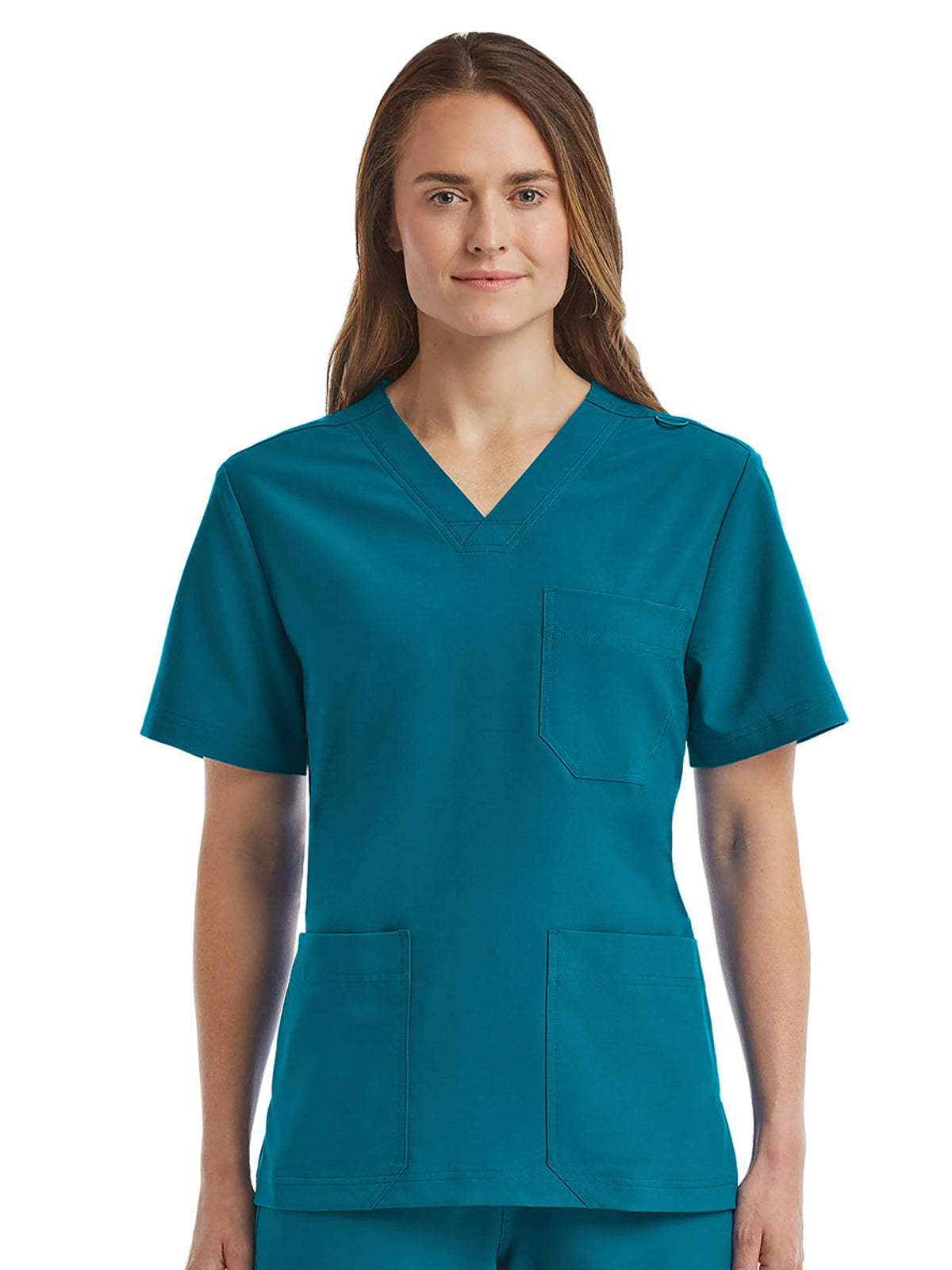 Unisex Three-Pocket V-Neck Top - SJ503 - Caribbean