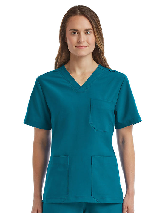 Unisex Three-Pocket V-Neck Top - SJ503 - Caribbean