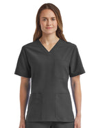 Unisex Three-Pocket V-Neck Top - SJ503 - Pewter