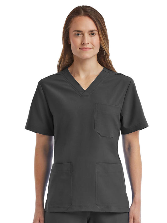 Unisex Three-Pocket V-Neck Top - SJ503 - Pewter