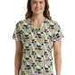 Women's Two-Pocket V-Neck Print Top - SJP1 - Palm Tree