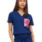 Women's Two-Pocket LUNA Tuck Band V-Neck Top - 1018 - Navy / Pink Cow